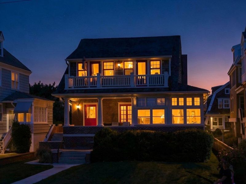 Day to dusk: Porch house at twilight